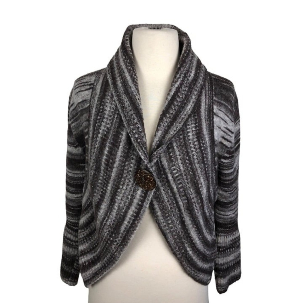 Noble Best Womens Wool Knit Bolero Jacket Snap Button Closure Size Medium